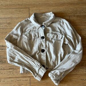Stylish Cream crop chore jacket